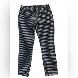 Willi Smith Navy Pants with White Geometric Print and Mustard Trim